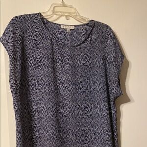 Chaus Blue and White Boxy Blouse
